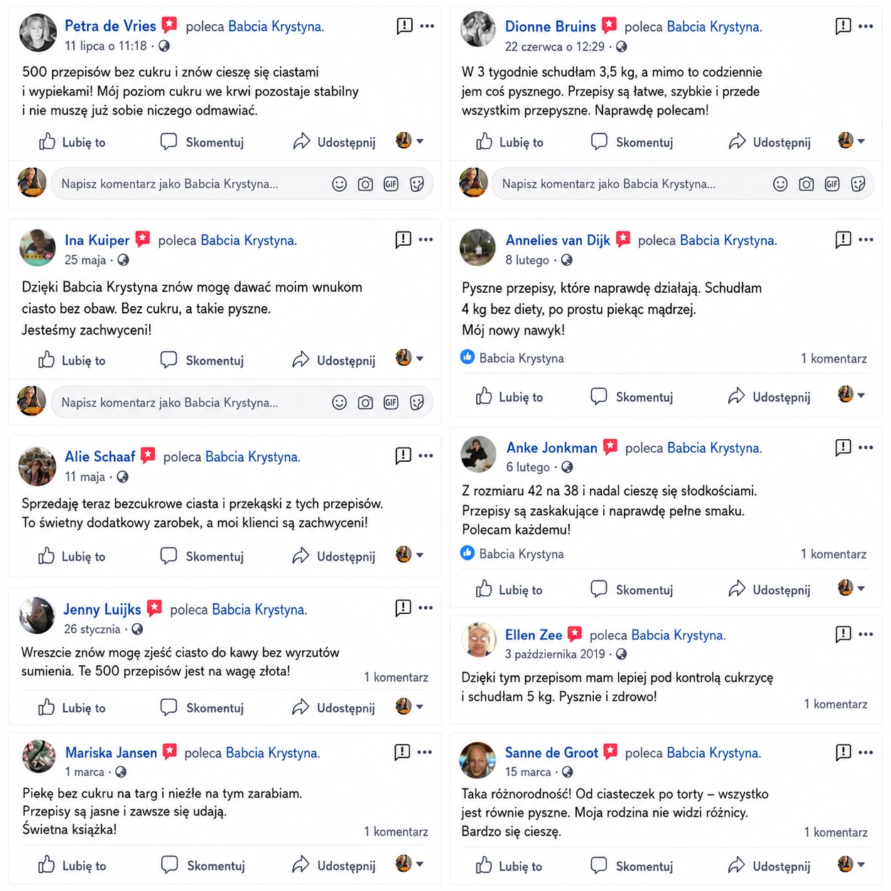 Prawdziwe opinie klientów na Facebooku Babcia Krystyna